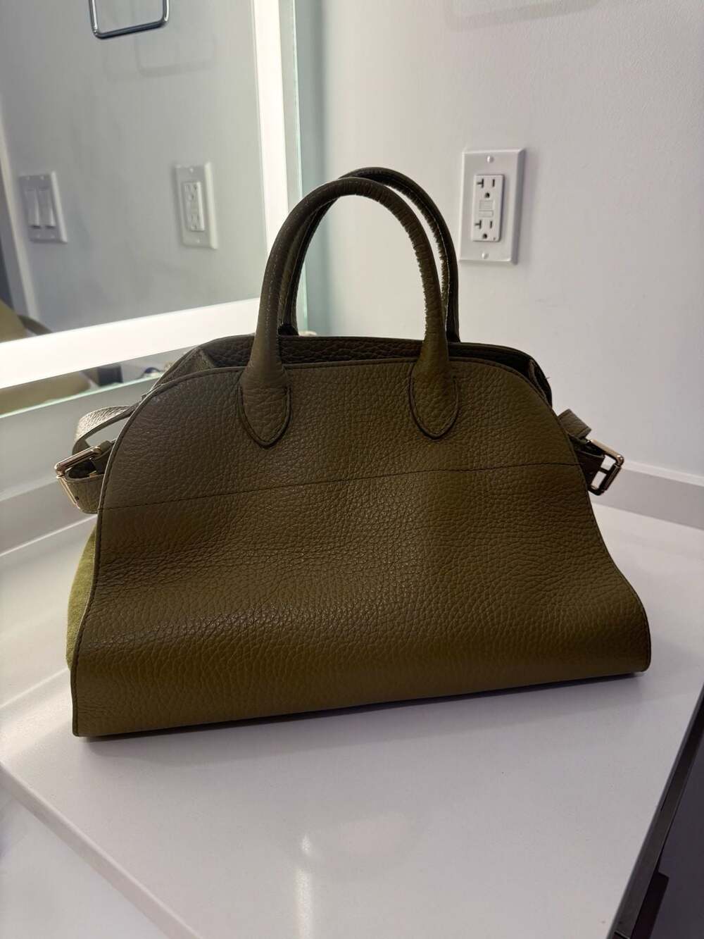 Anna Paola Italian Leather Handbag Riva Iride Green Crossbody Satchel - Picture 3 of 14